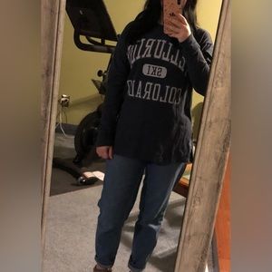 Abercrombie & Fitch Long Sleeve Boyfriend Graphic Tee in Navy blue. Size is XS